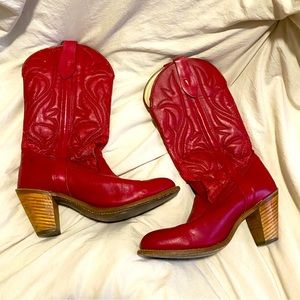 1980’s Vintage Capezio Womens Red Cowboy Boots 8.5